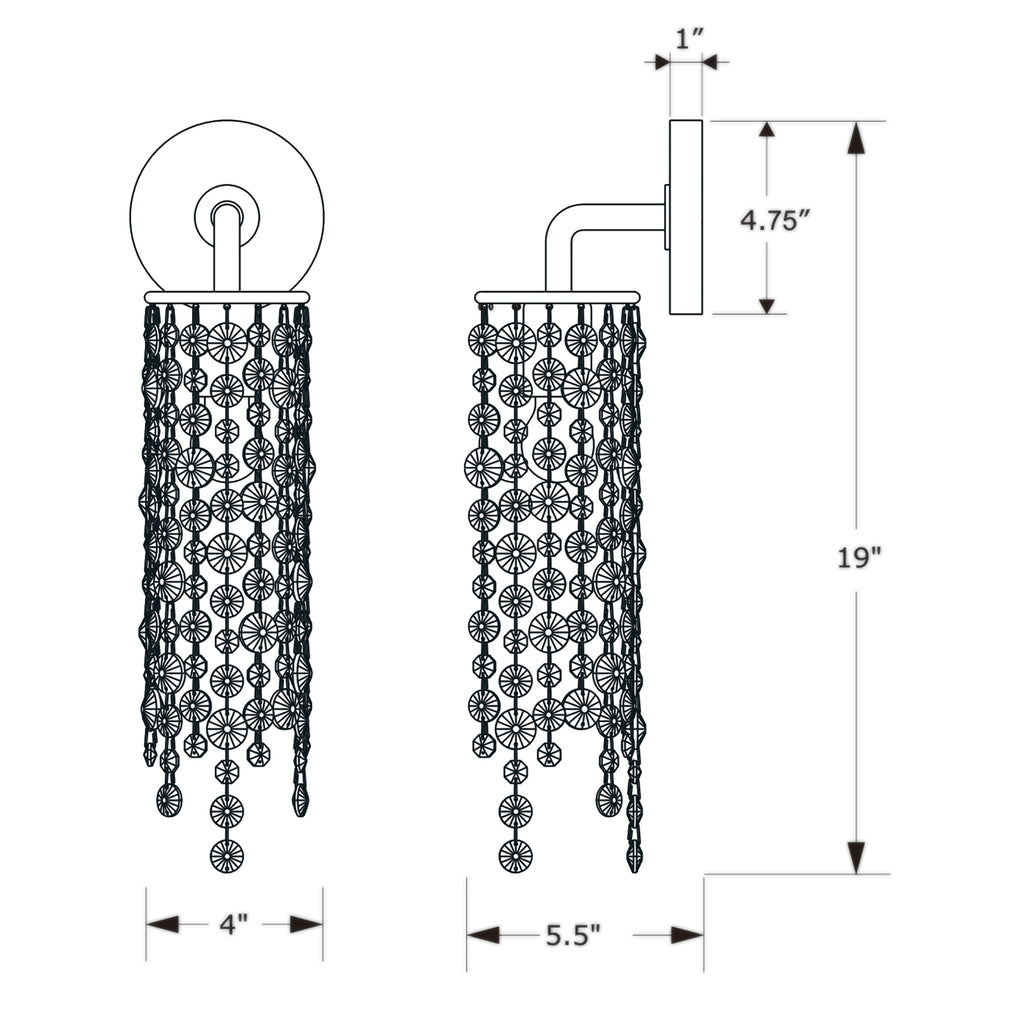 Crystorama Gabrielle 4.75'' Sconce - Product Dimensions