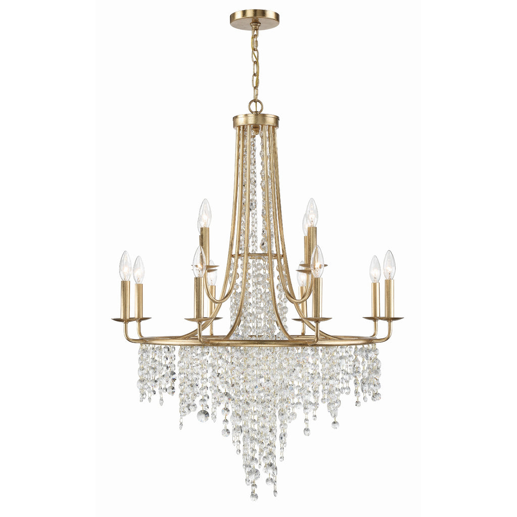 Crystorama Gabrielle 30'' Chandelier in Antique Gold - Front View