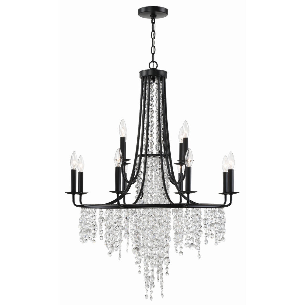 Crystorama Gabrielle 30'' Chandelier in Matte Black - Front View