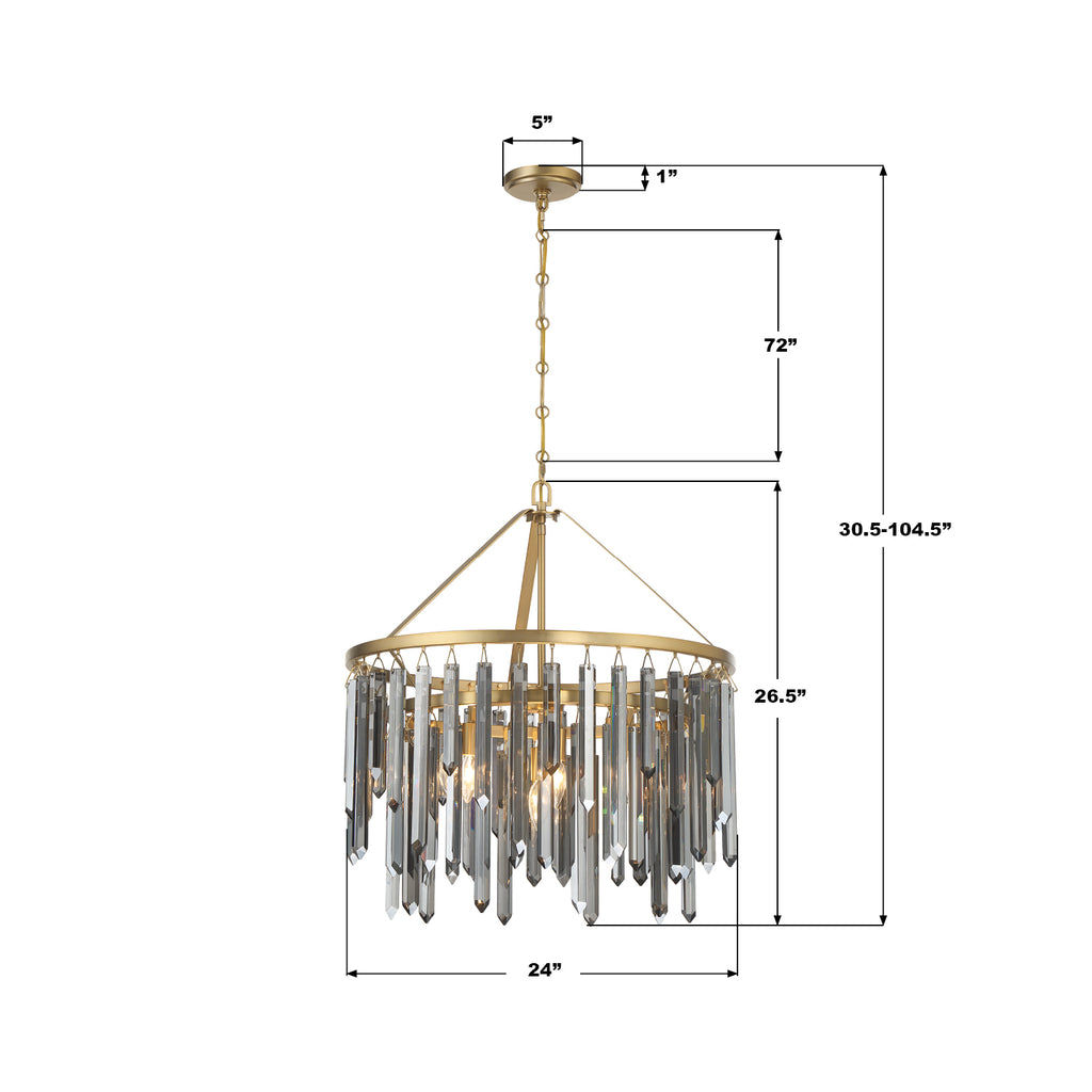 GEM-7004-MG-SS Gemma 24'' Chandelier | Dimensions Image
