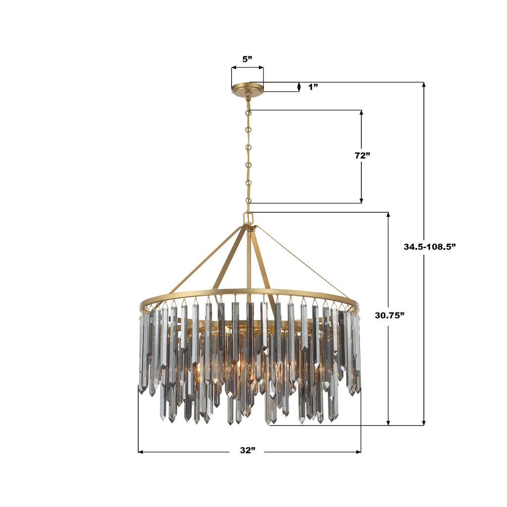 GEM-7005-MG-SS Gemma 32'' Chandelier | Dimensions Image