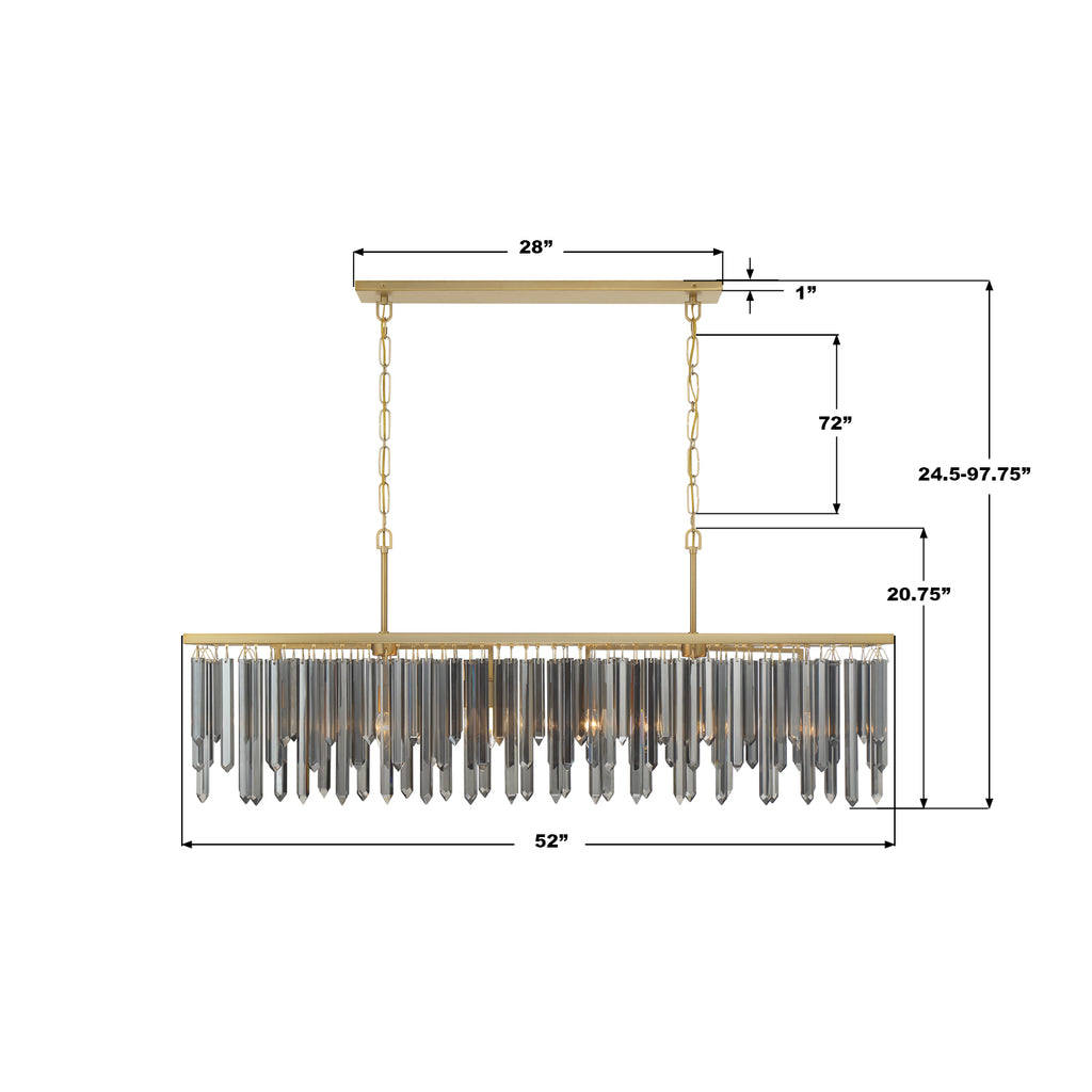 GEM-7007-MG-SS Gemma 52'' Linear Chandelier | Dimensions Image