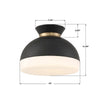 GID-4003-MK-VG Gidget 15'' Flush Mount | Dimensions Image