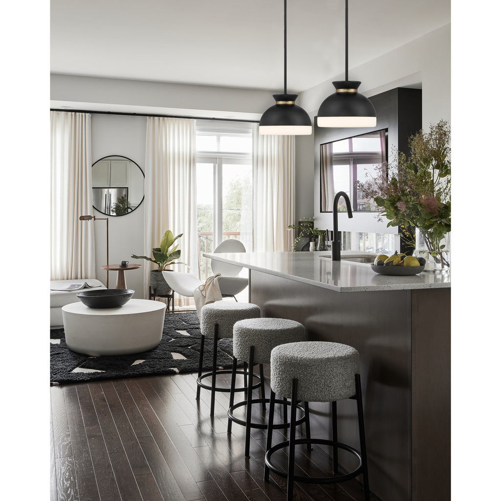Crystorama Gidget 10.25'' Pendant in Matte Black + Vibrant Gold - Lifestyle View