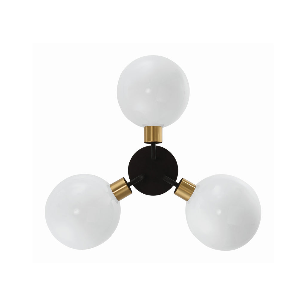 Crystorama Gigi 22.75'' Semi Flush Mount in Black + Aged Brass - Additional View