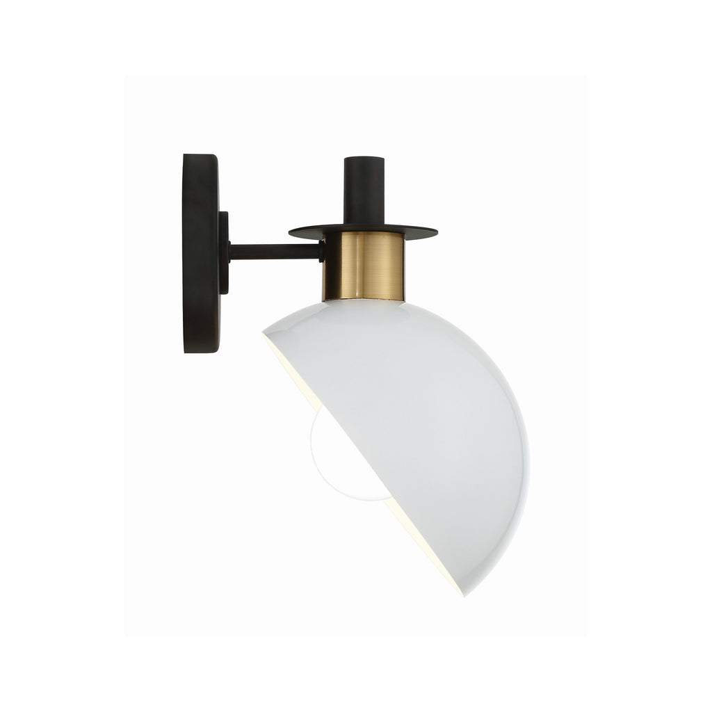 Crystorama Gigi 8'' Sconce in Black + Aged Brass - Front View