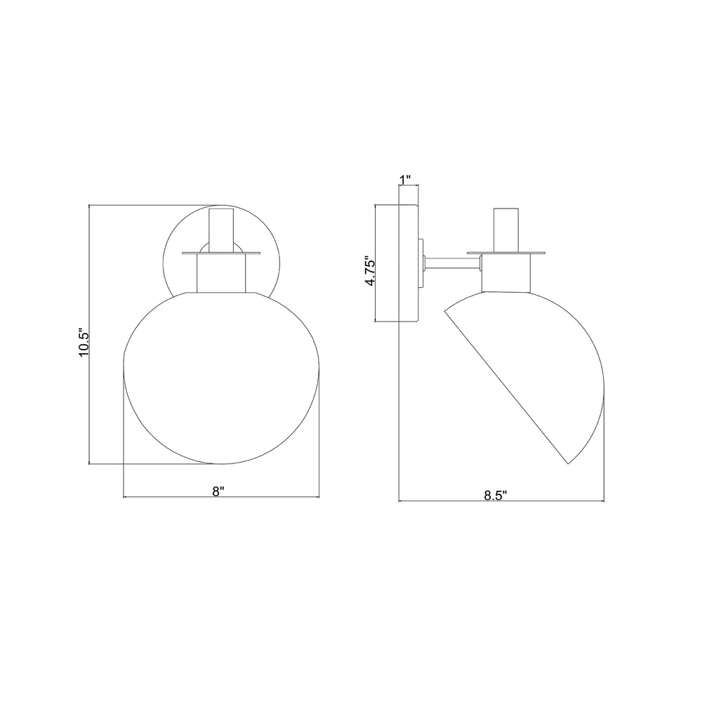 Crystorama Gigi 8'' Sconce - Product Dimensions