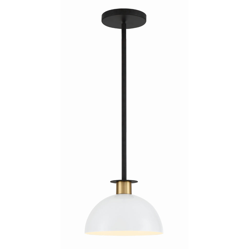 Crystorama Gigi 10'' Pendant in Black + Aged Brass - Front View