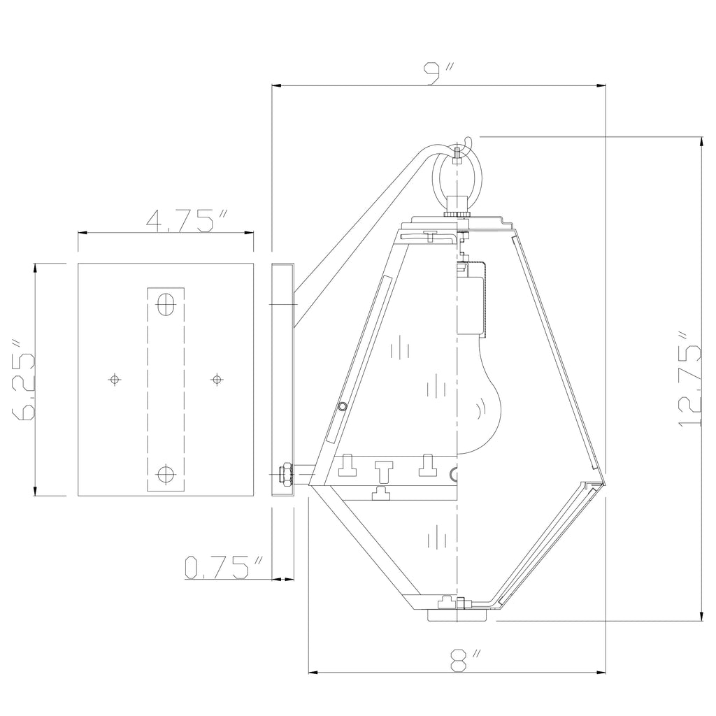 Crystorama Glacier 8'' Outdoor Sconce - Product Dimensions