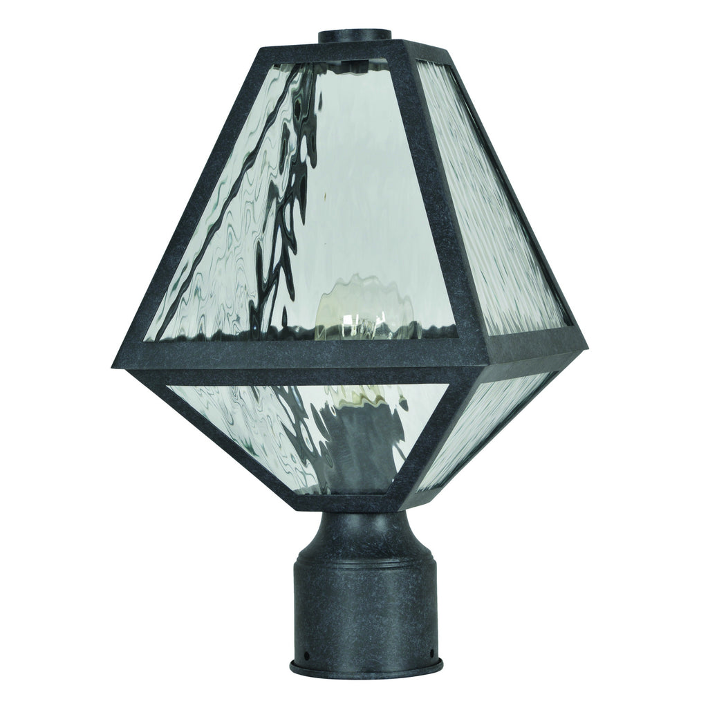 Crystorama-OPEN-BOX Brian Patrick Flynn Glacier 1 Light Outdoor Post in Black Charcoal - Front View