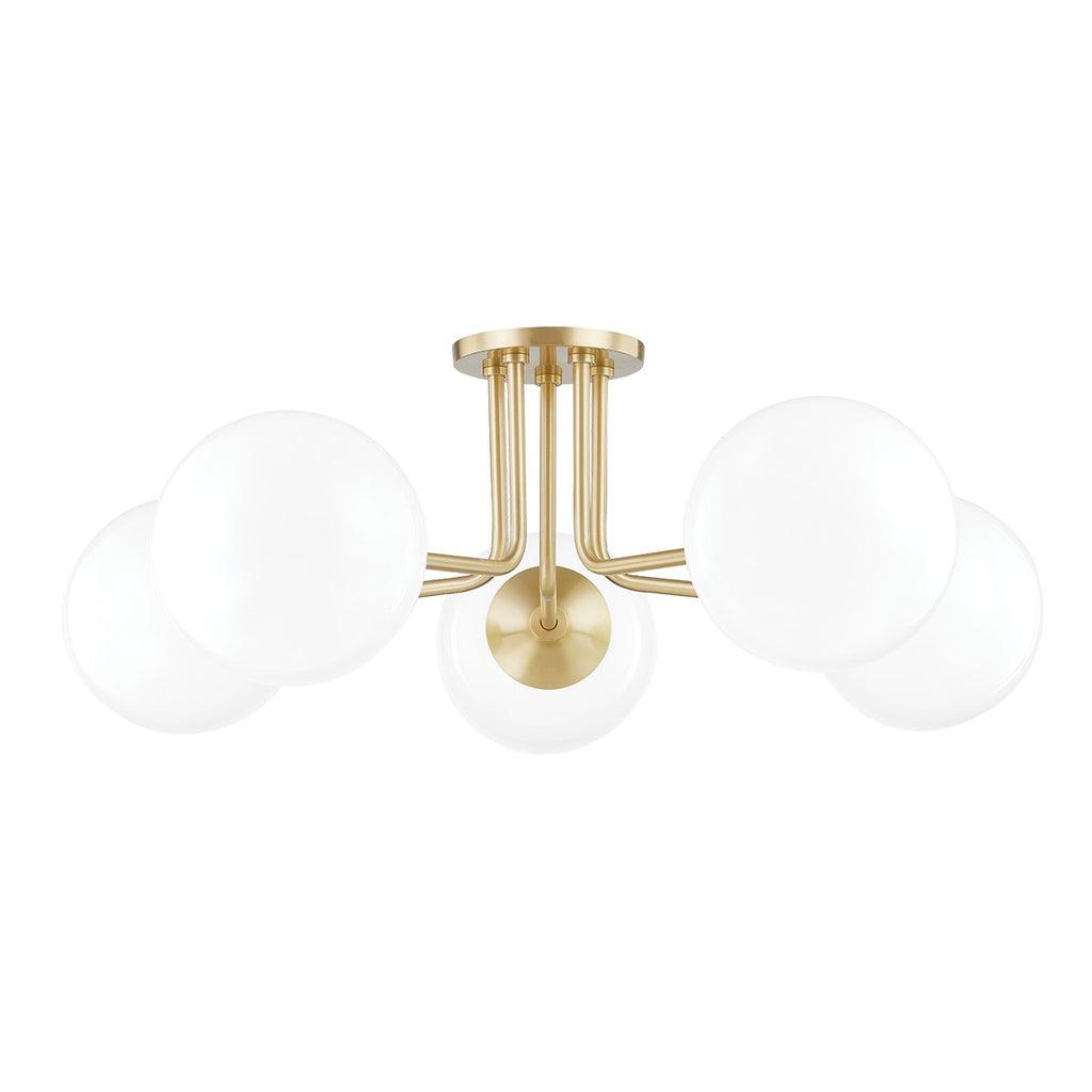 H105605-AGB Stella 5 Light Semi-Flush Mount | Main Image