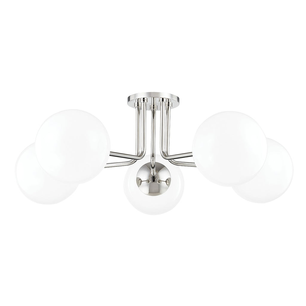 H105605-PN Stella 5 Light Semi-Flush Mount | Main Image