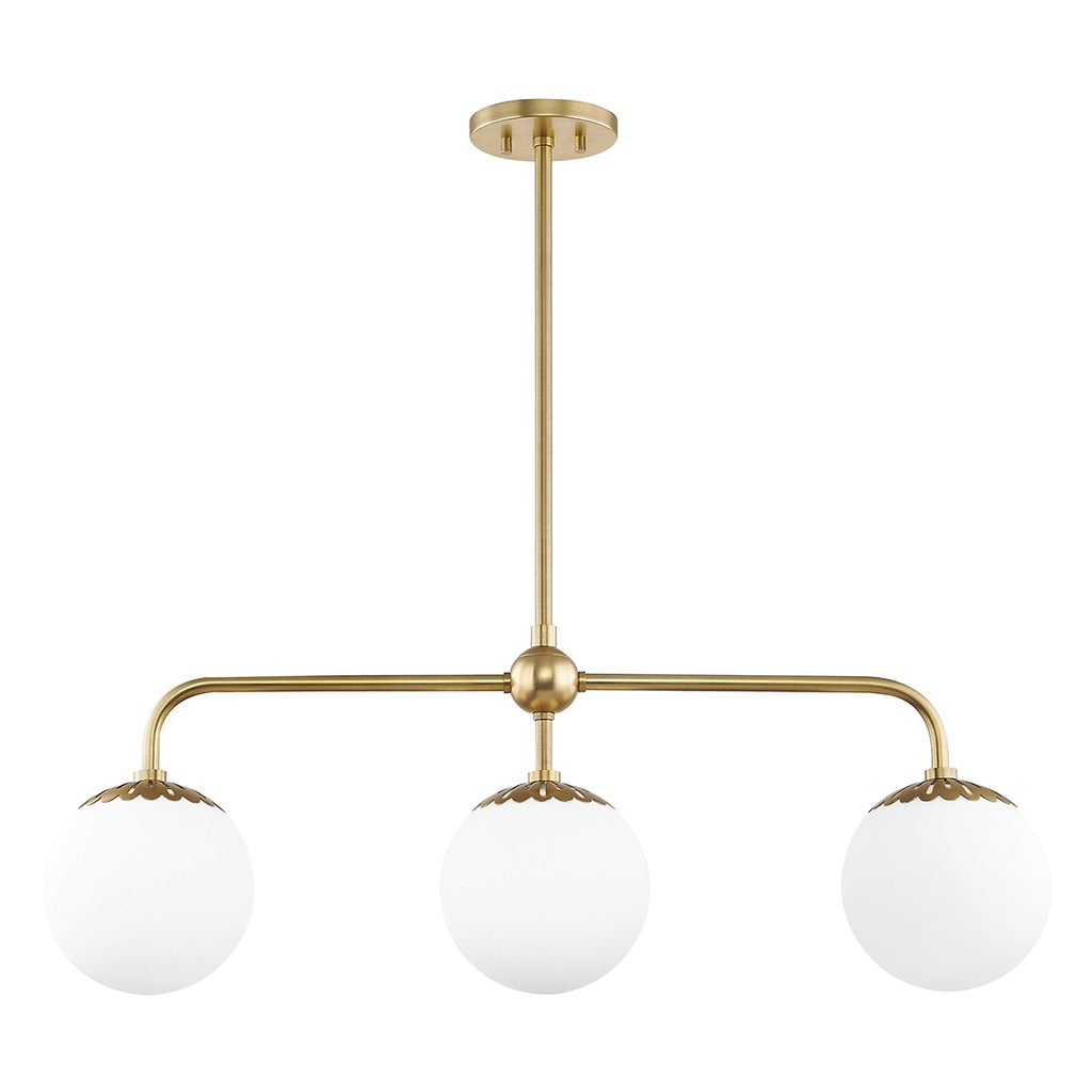 H193903-AGB Paige 3 Light Linear Chandelier | Main Image