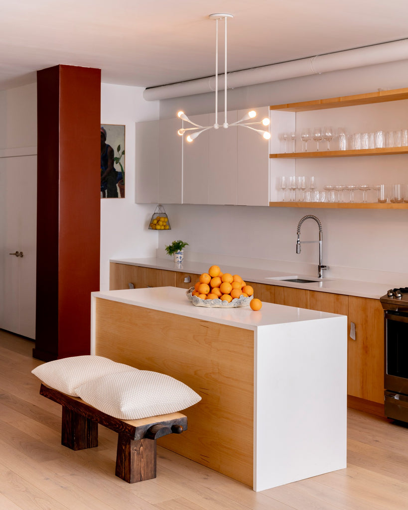 H689906-TWH Elsa 6 Light Linear Chandelier | Lifestyle Image
