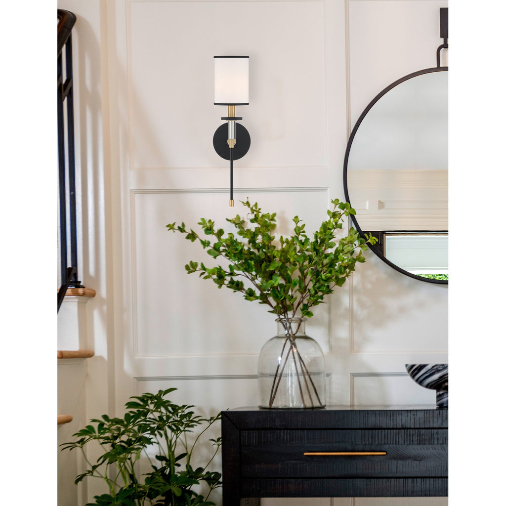 Crystorama Hatfield 5'' Sconce in Black Forged + Vibrant Gold - Lifestyle View