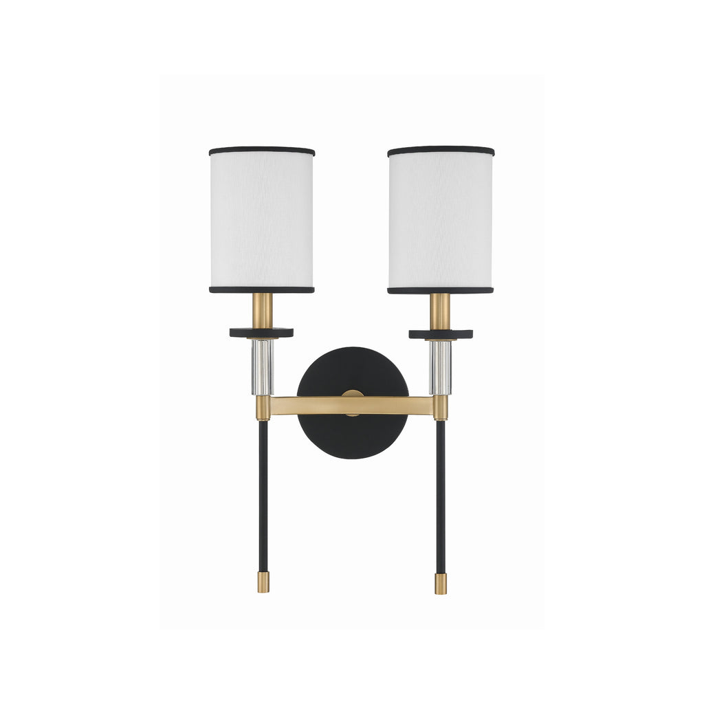 Crystorama Hatfield 12'' Sconce in Black Forged + Vibrant Gold - Additional View