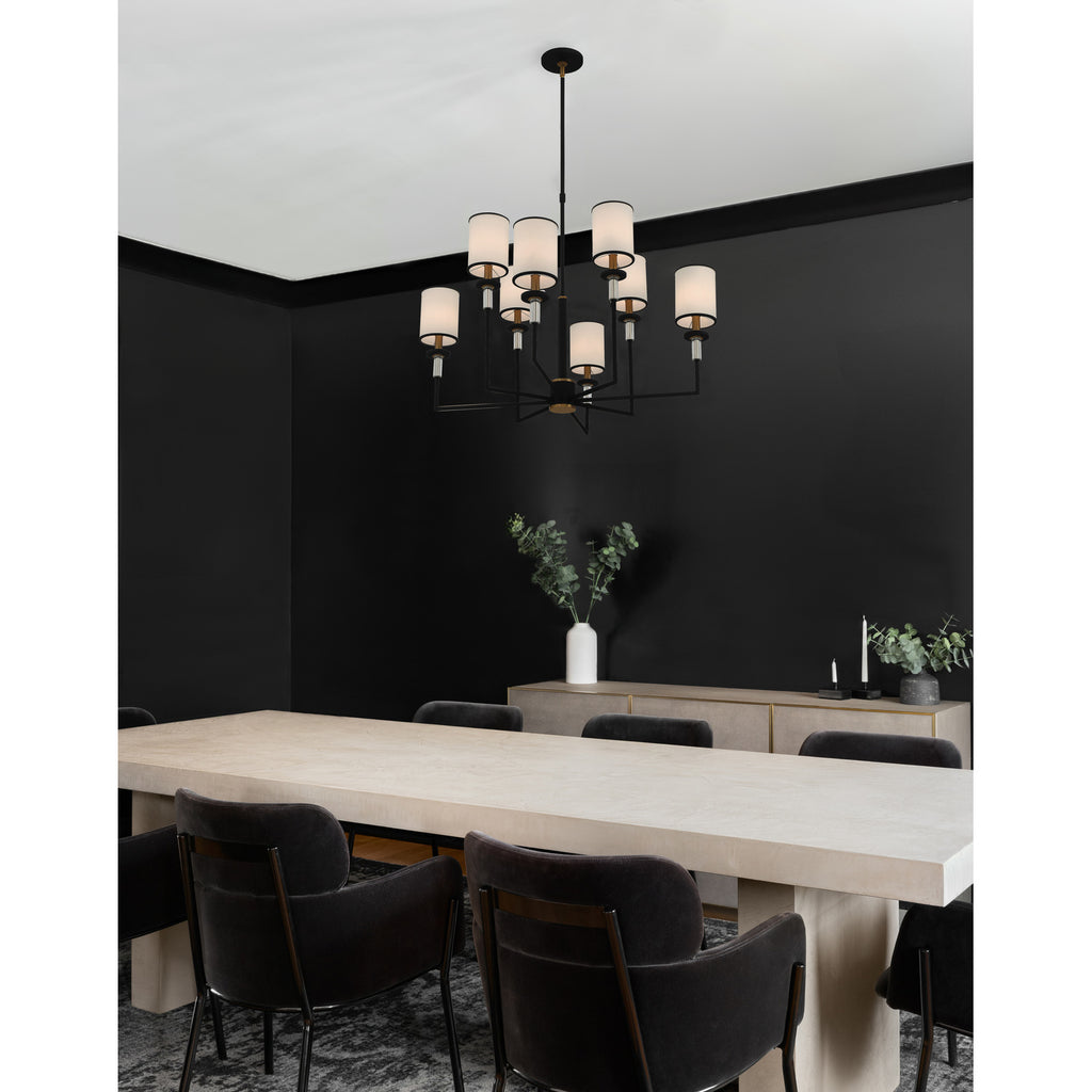 Crystorama Hatfield 33.25'' Chandelier in Black Forged + Vibrant Gold - Lifestyle View