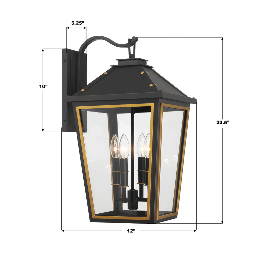 HAW-603-MK-TG Hawkins 4 Light Outdoor Sconce | Dimensions Image