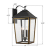 HAW-604-MK-TG Hawkins 4 Light Outdoor Sconce | Dimensions Image