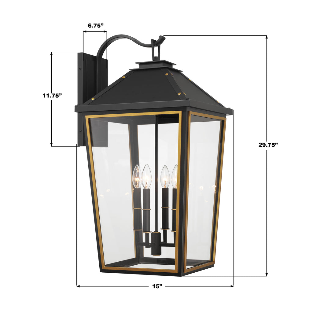 HAW-604-MK-TG Hawkins 4 Light Outdoor Sconce | Dimensions Image
