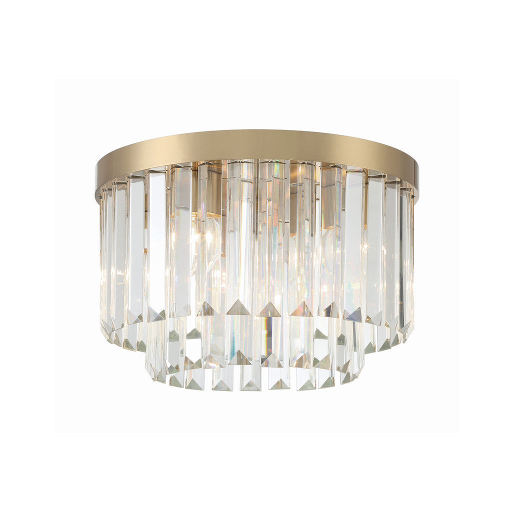 Crystorama Hayes 16'' Flush Mount in Aged Brass - Front View