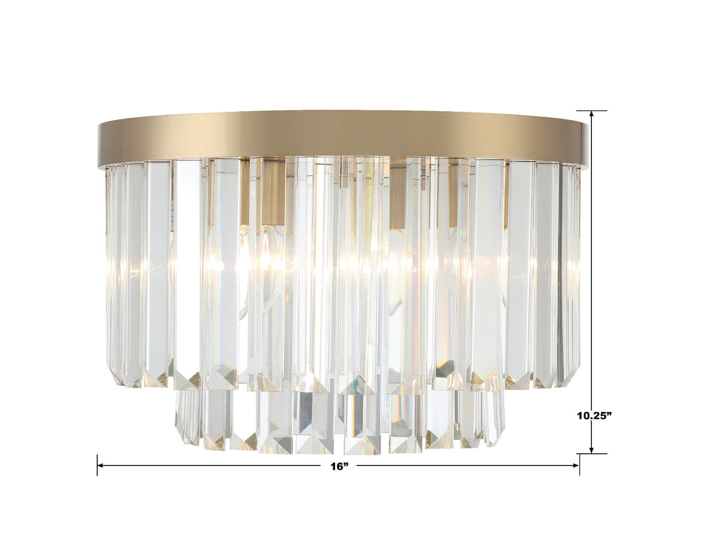 HAY-1400-AG Hayes 4 Light Flush Mount | Dimensions Image