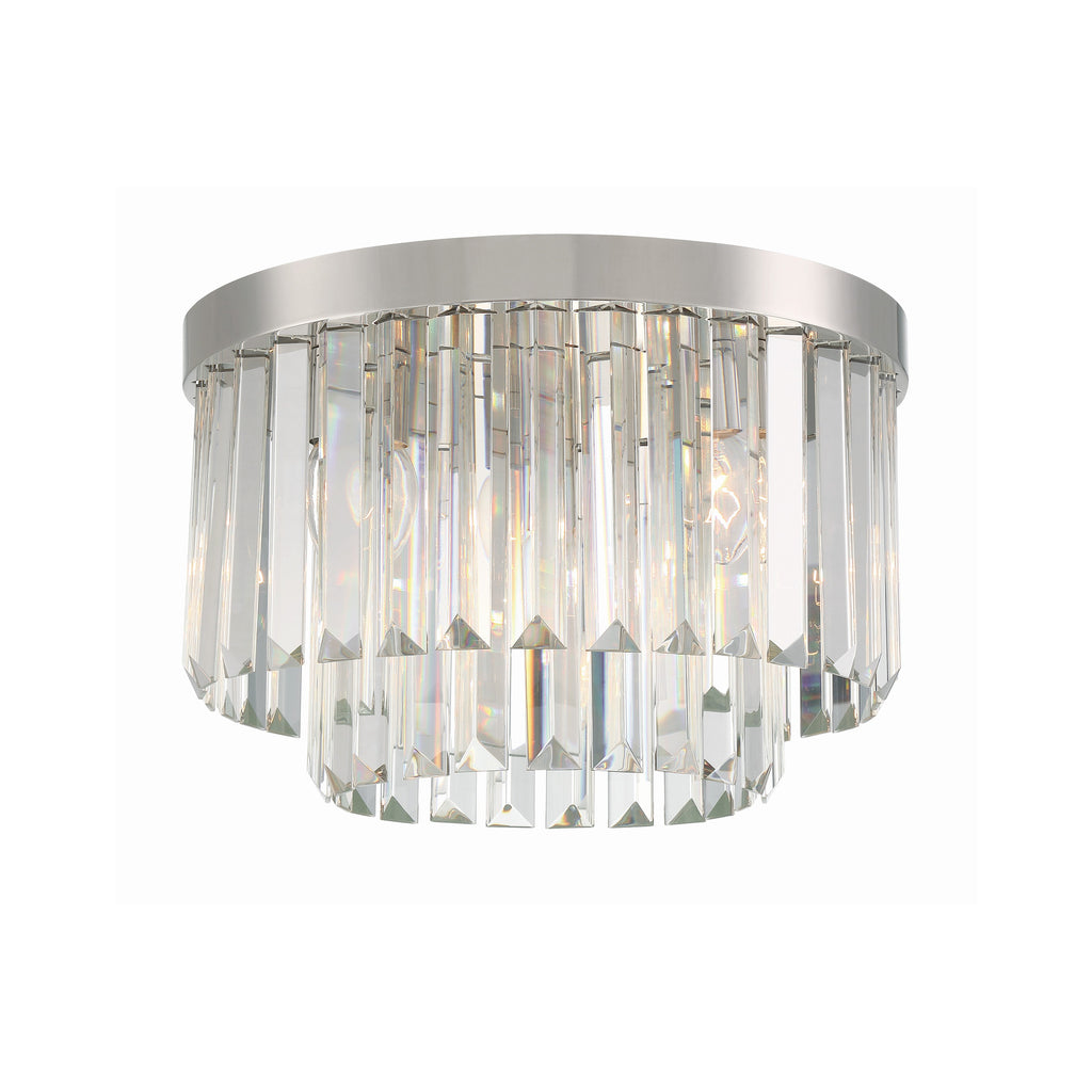 Crystorama Hayes 16'' Flush Mount in Polished Nickel - Front View