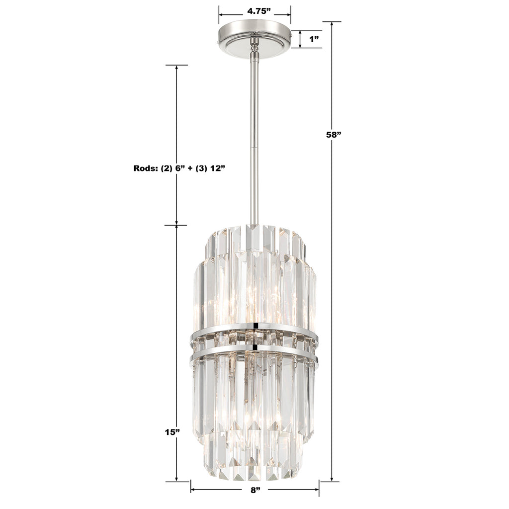 HAY-1401-PN Hayes 8'' Chandelier | Dimensions Image