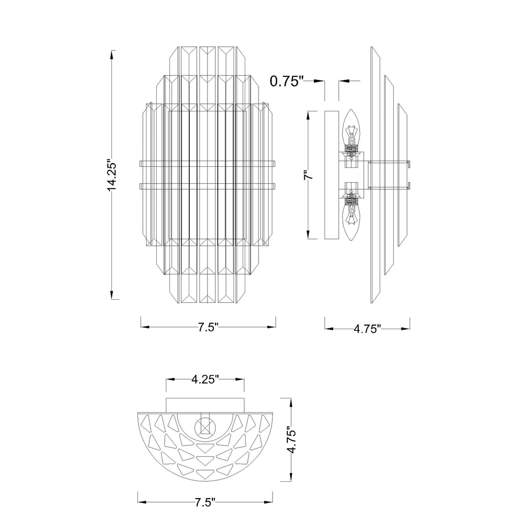 Crystorama Hayes 7.5'' Sconce - Product Dimensions