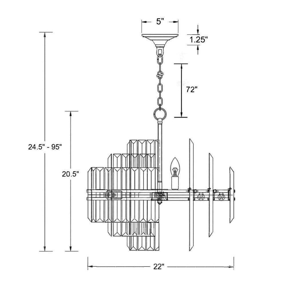 Crystorama Hayes 22'' Chandelier - Product Dimensions