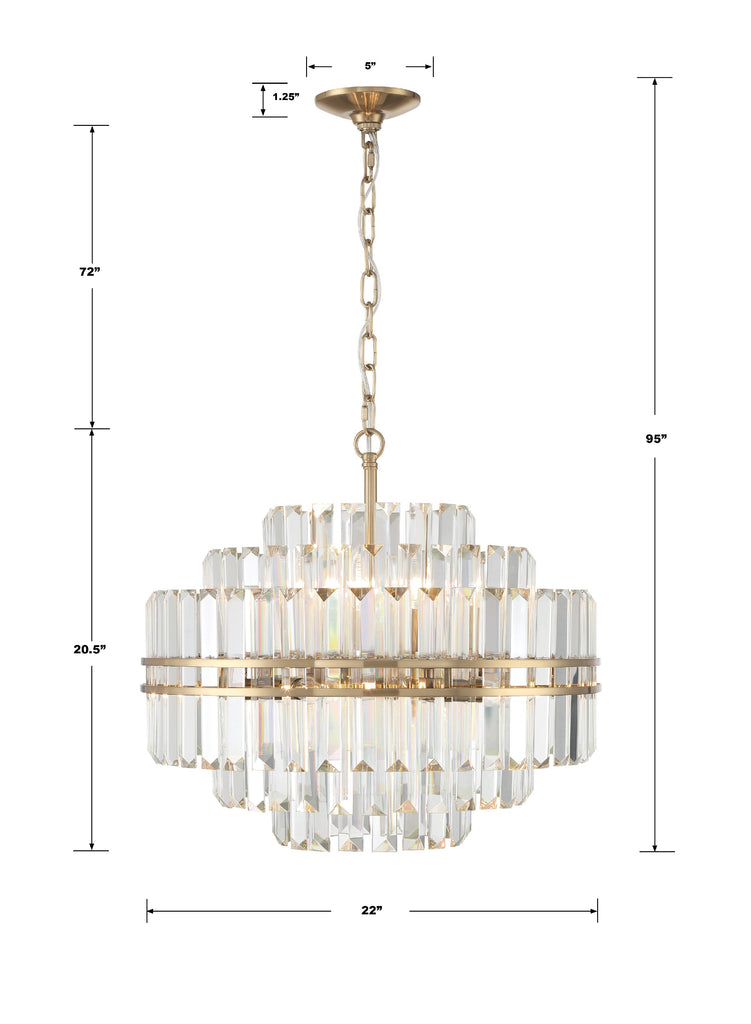 HAY-1405-AG Hayes 12 Light Chandelier | Dimensions Image