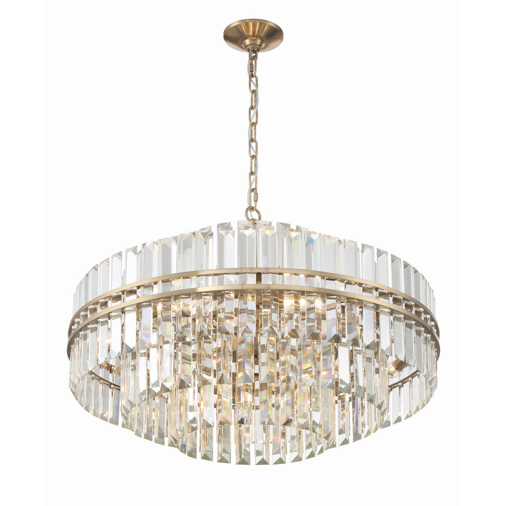 Crystorama Hayes 28'' Chandelier in Aged Brass - Front View