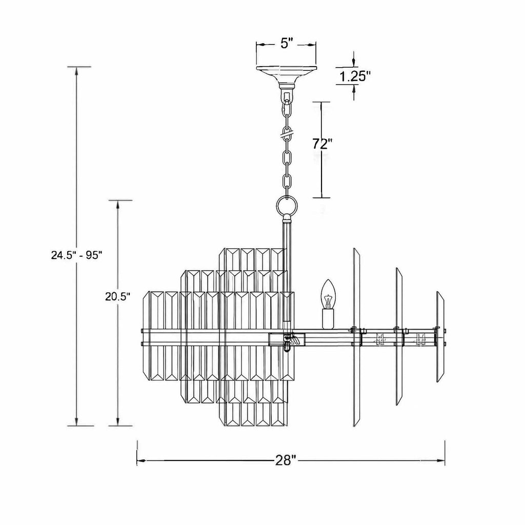 Crystorama Hayes 28'' Chandelier - Product Dimensions
