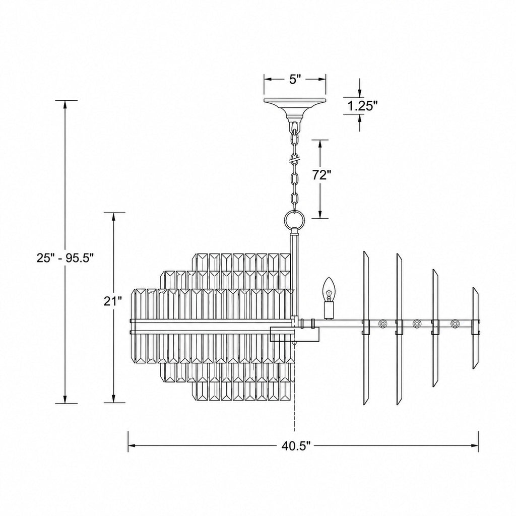 Crystorama Hayes 40.5'' Chandelier - Product Dimensions