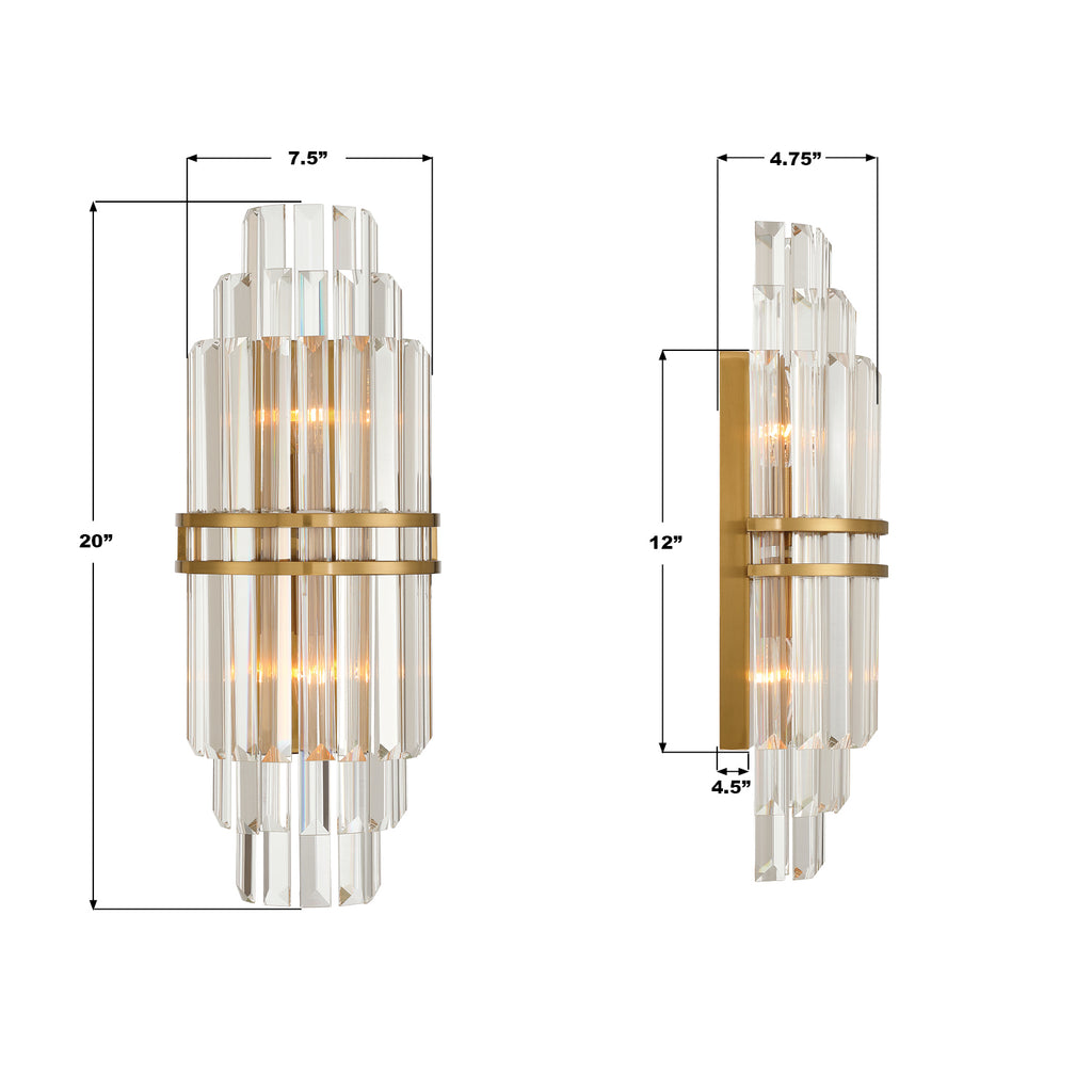 HAY-1411-AG Hayes 7.5'' Sconce | Dimensions Image
