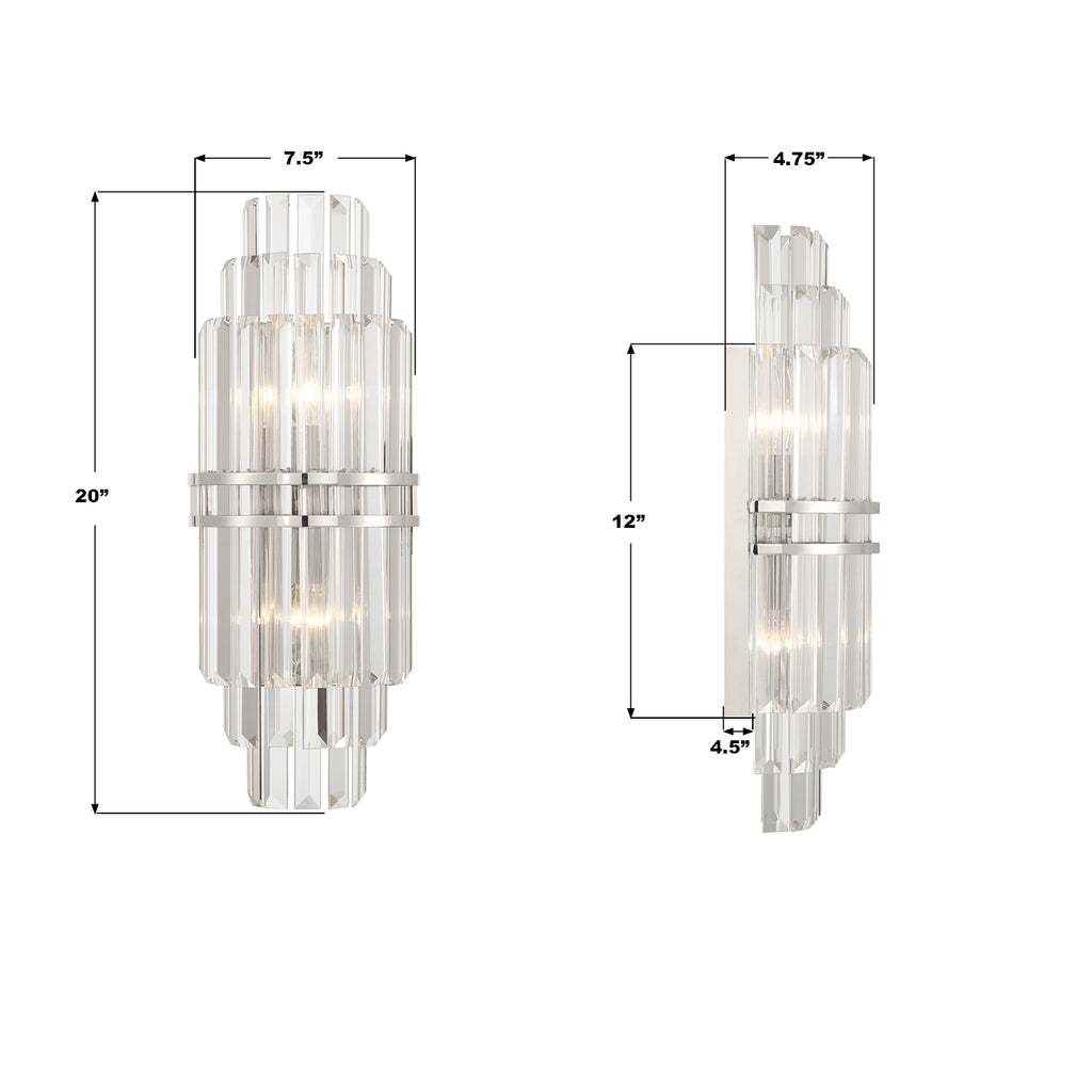HAY-1411-PN Hayes 7.5'' Sconce | Dimensions Image