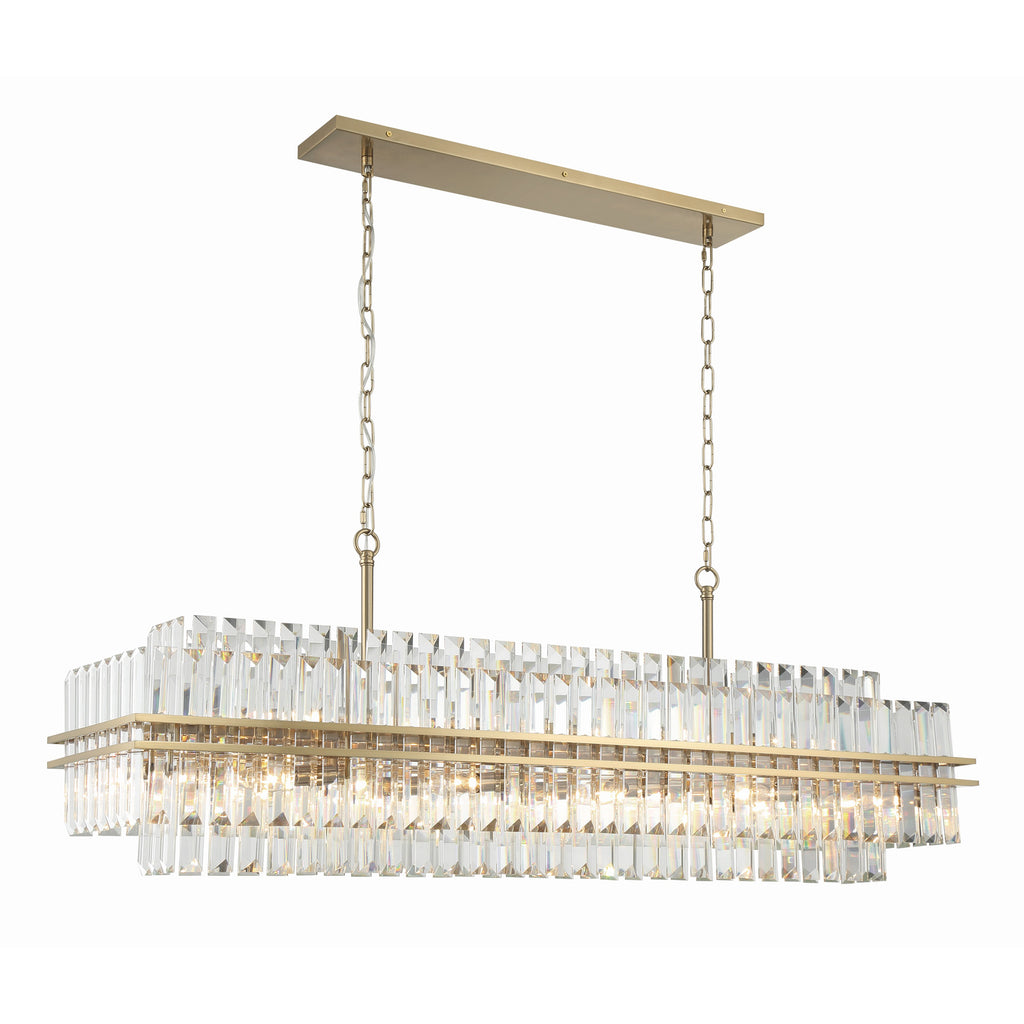 Crystorama Hayes 50'' Linear Chandelier in Aged Brass - Front View