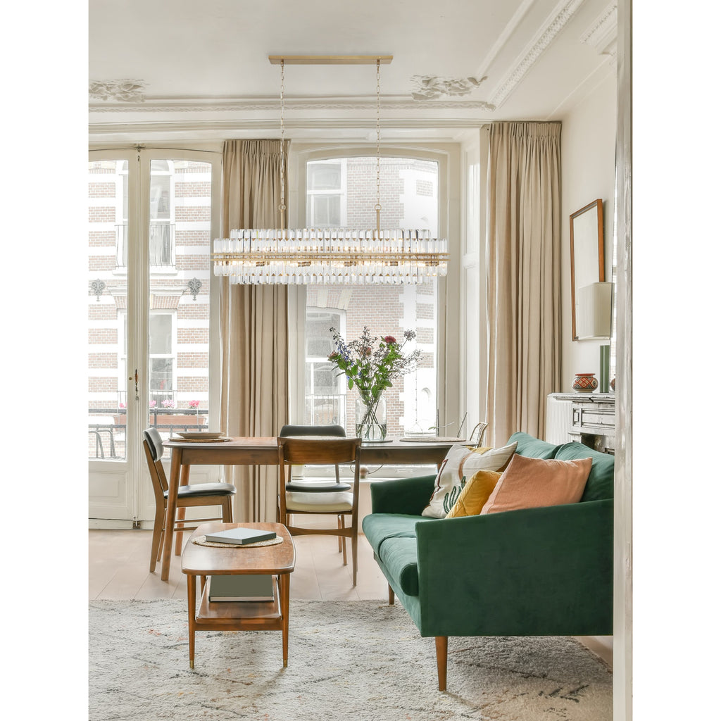 Crystorama Hayes 50'' Linear Chandelier in Aged Brass - Lifestyle View