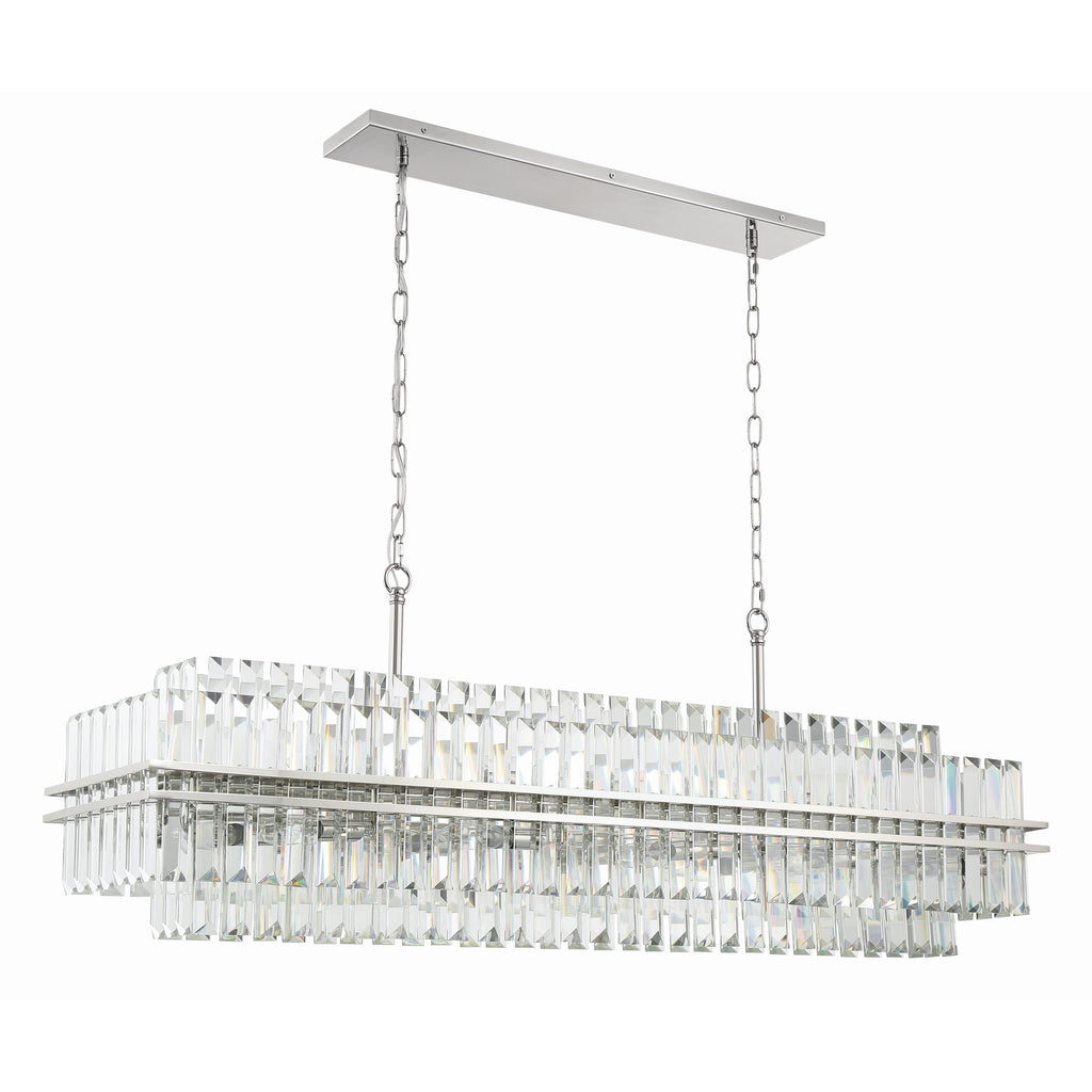 Crystorama Hayes 50'' Linear Chandelier in Polished Nickel - Front View