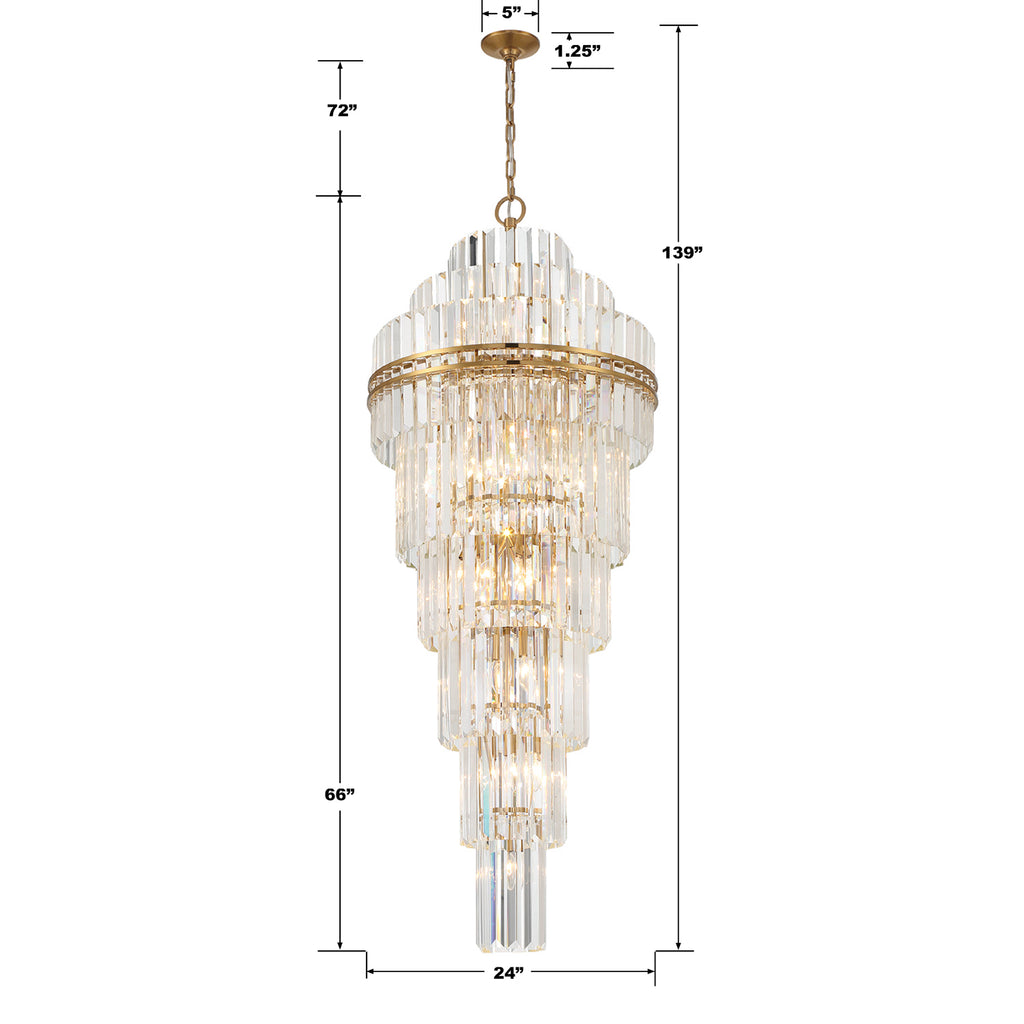 HAY-1419-AG Hayes 24'' Chandelier | Dimensions Image
