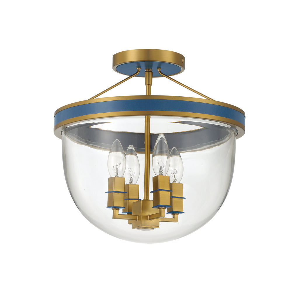 Crystorama Herrick 13" Semi Flush Mount in Luxe Gold + Navy - Additional View