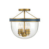 Crystorama Herrick 13" Semi Flush Mount in Luxe Gold + Navy - Additional View
