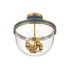 Crystorama Herrick 13" Semi Flush Mount in Luxe Gold + Navy - Additional View