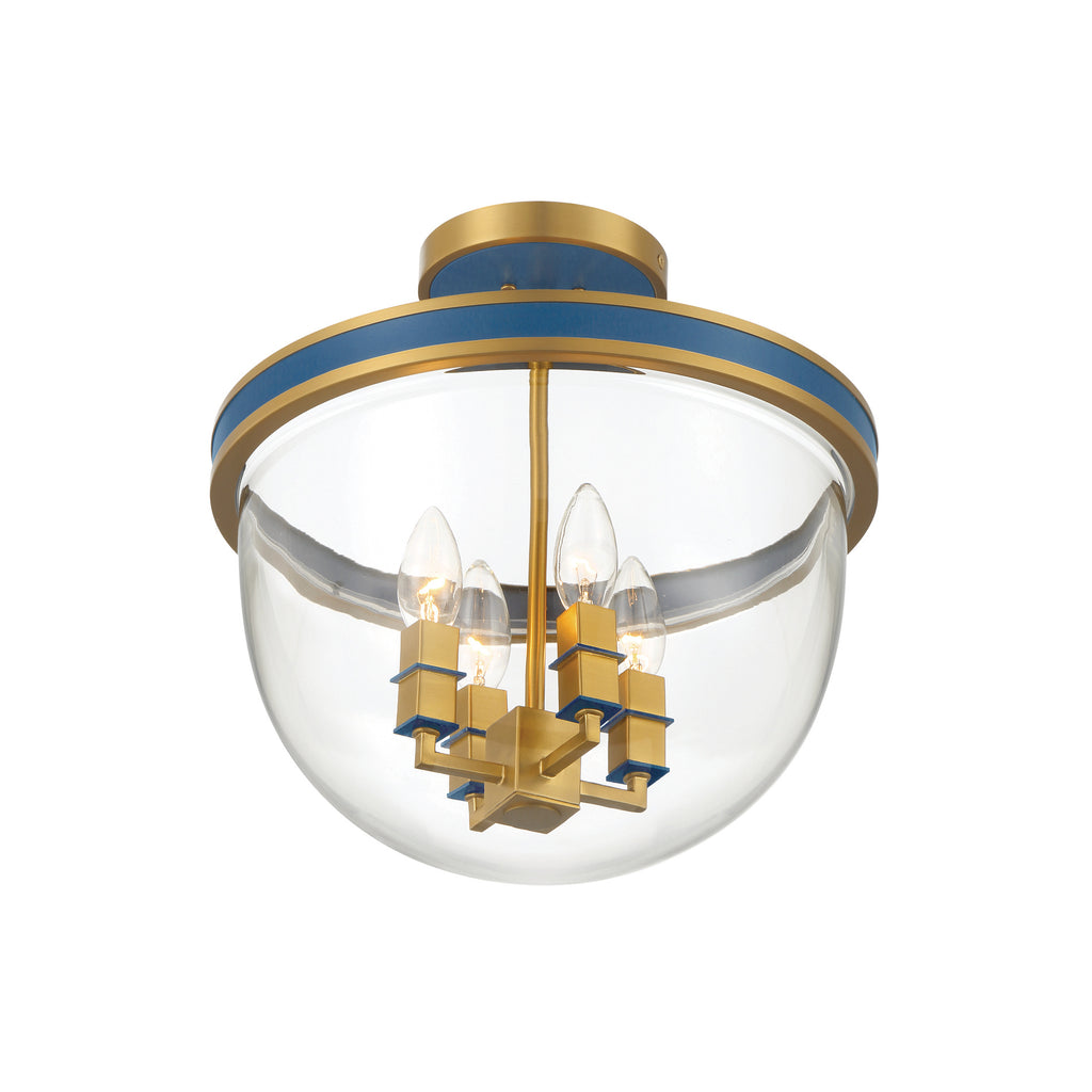 Crystorama Herrick 13" Semi Flush Mount in Luxe Gold + Navy - Additional View