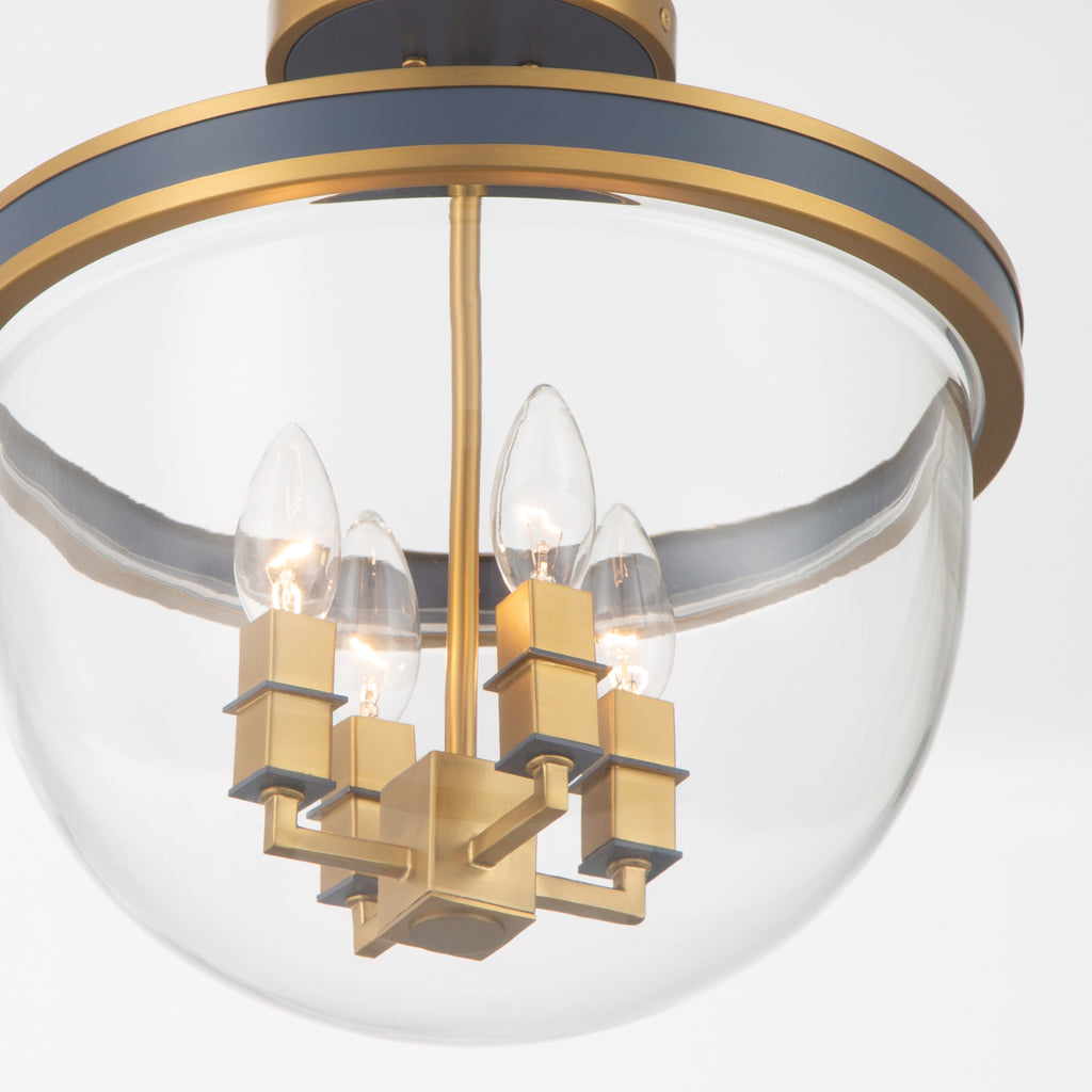 Crystorama Herrick 13" Semi Flush Mount in Luxe Gold + Navy - Additional View
