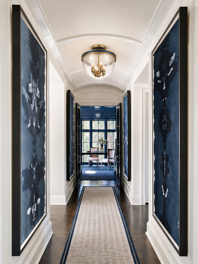 Crystorama Herrick 13" Semi Flush Mount in Luxe Gold + Navy - Lifestyle View