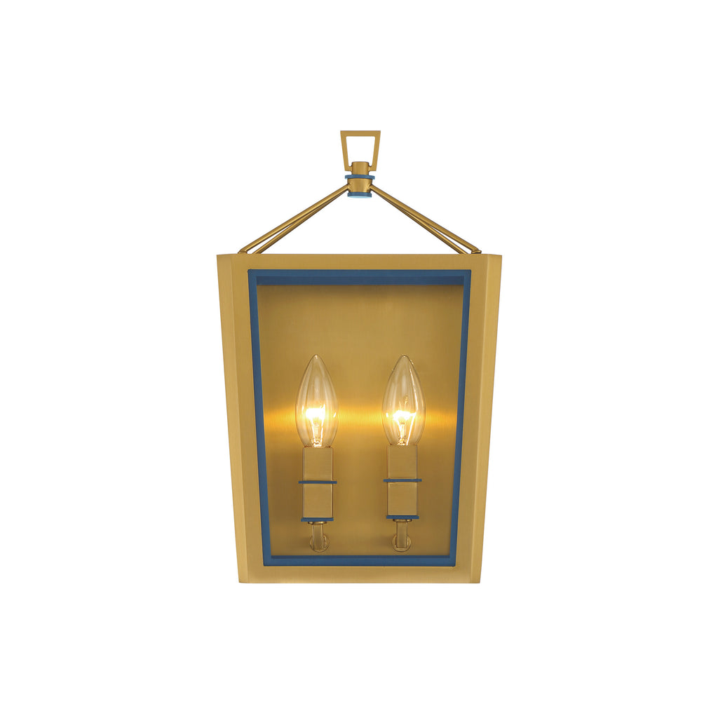 Crystorama Herrick 7.75" Sconce in Luxe Gold + Navy - Front View
