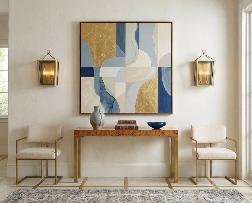 Crystorama Herrick 7.75" Sconce in Luxe Gold + Navy - Lifestyle View