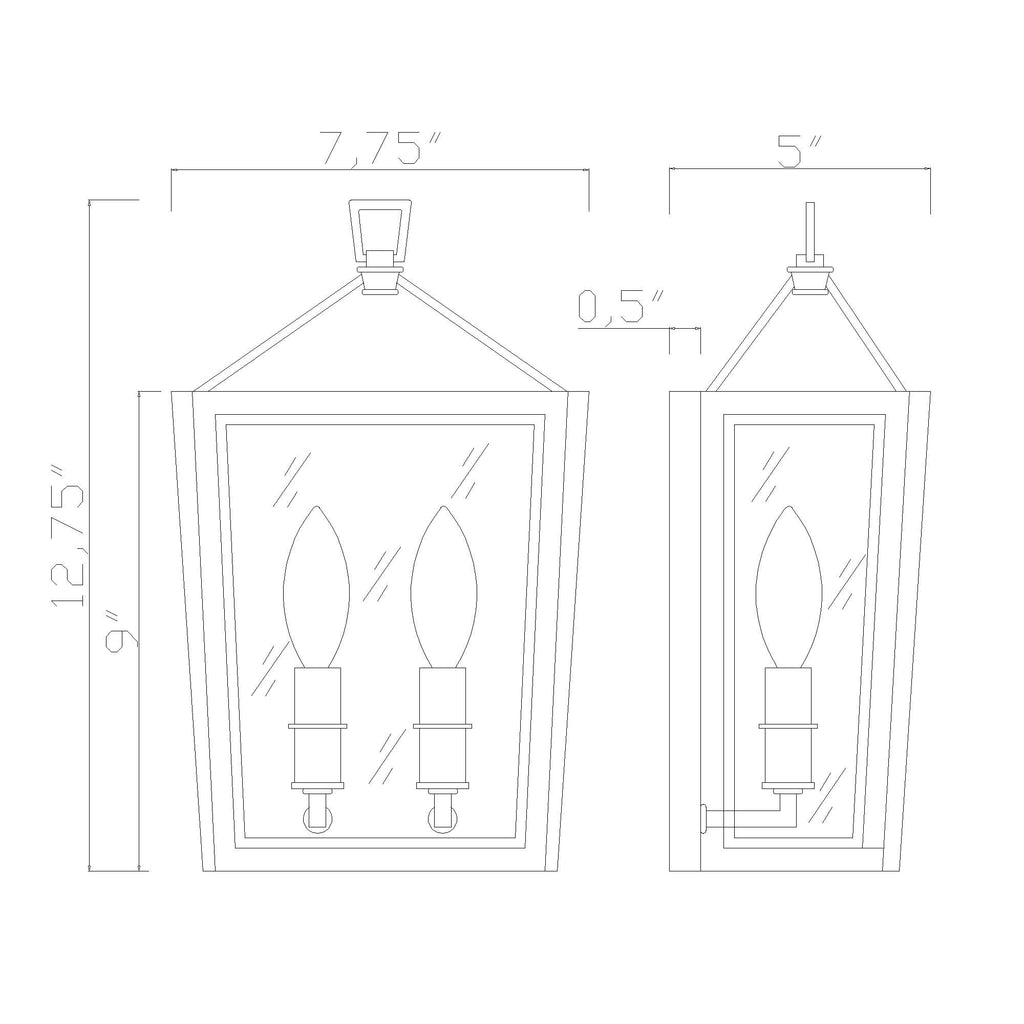 Crystorama Herrick 7.75" Sconce - Product Dimensions