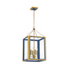 Crystorama Herrick 15" Chandelier in Luxe Gold + Navy - Front View